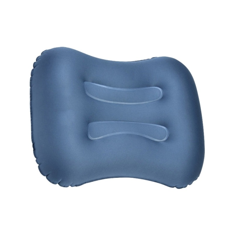 Outdoor Camping Trip Foldable Inflatable Pillow Waist Nap Pillow Press to Inflate Ink Blue (Double)