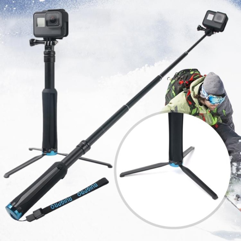 Portable Foldable Tripod Holder Selfie Monopod Stick for GoPro, Insta360, DJI and Other Action Cameras, Length: 23.5-81cm