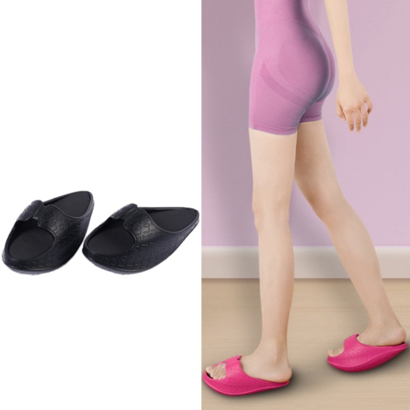 Sculpting Hip-Lifting Stovepipe Thick-Soled Lacing Rocking Shoes (Black) Size: S
