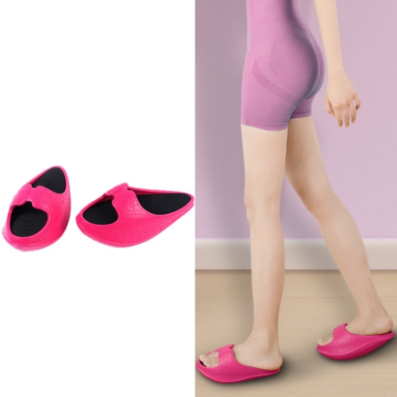 Sculpting Hip-Lifting Thick-Soled Lacing Rocking Shoes (Rose Red) - Size S.