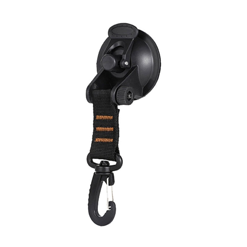 Car Tent Suction Cup Hook Round Carabiner Portable Travel (Orange)