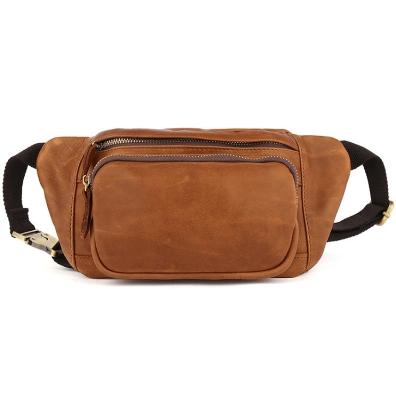 Casual Messenger Chest Bag Retro Leather Multifunctional Waist Bag (Brown)