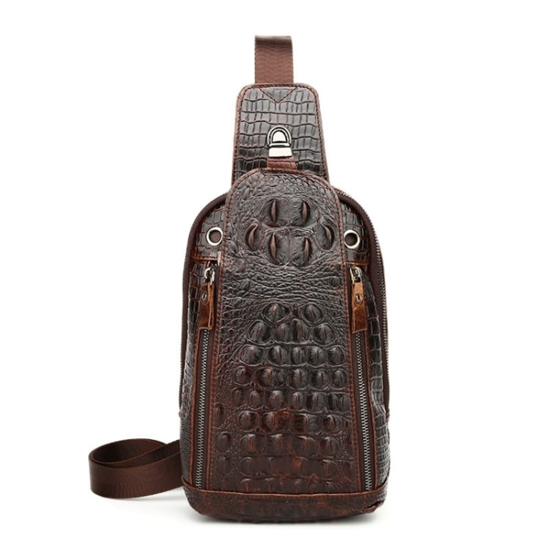 Crocodile Texture One-Shoulder Chest Bag (Crocodile Pattern) for Men
