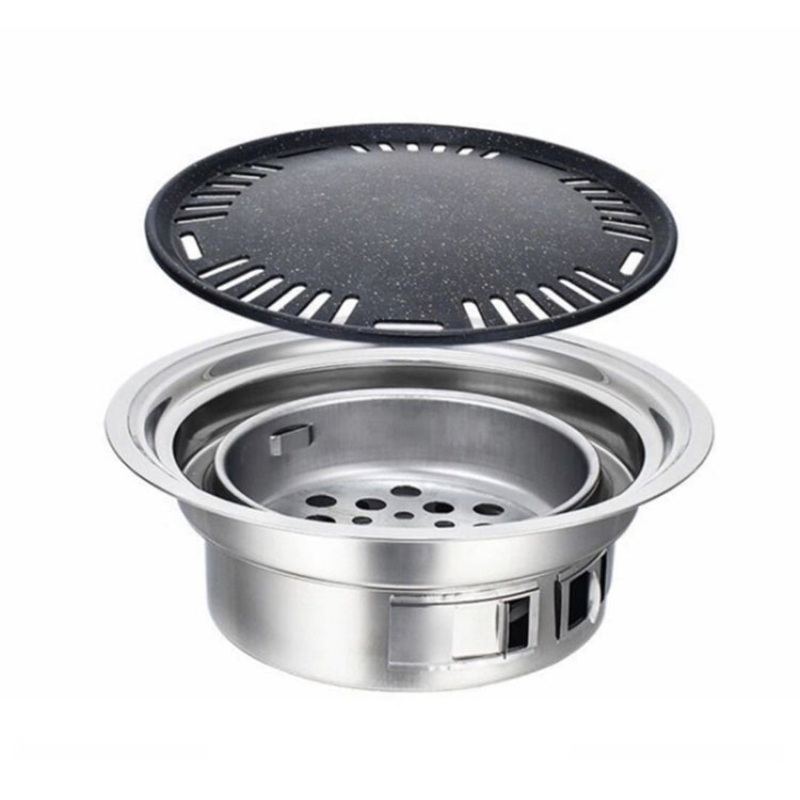 Household Stainless Steel Charcoal Barbecue Stove Outdoor Camping Portable Charcoal Stove Set, Size: 40cm (Black)