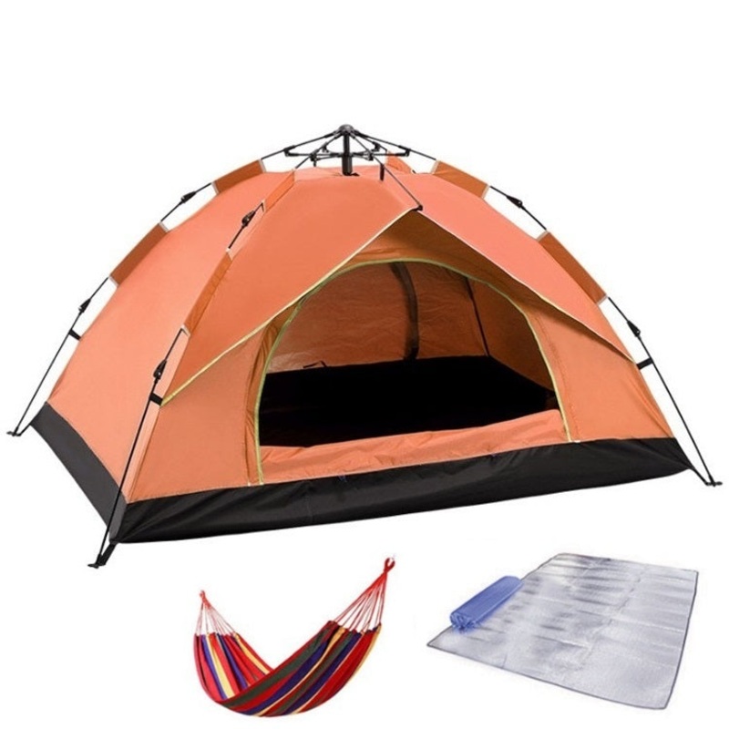 Outdoor Beach Travel Camping Automatic Spring Multi-Person Tent For 2 People (Orange)