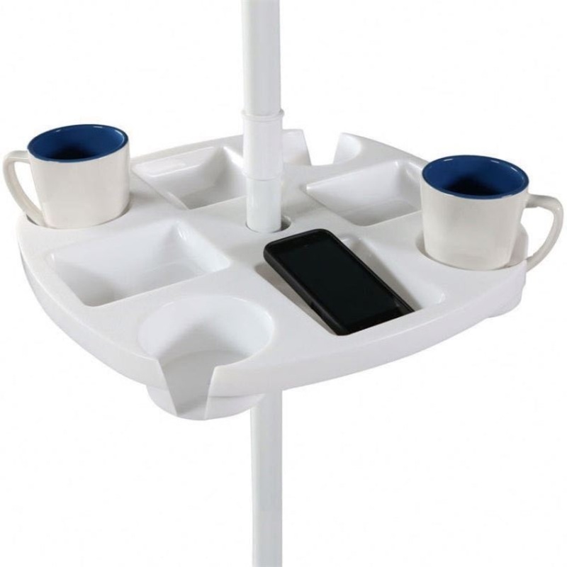 Outdoor Beach Umbrella Cup Holder Sun Umbrella Tray (White)