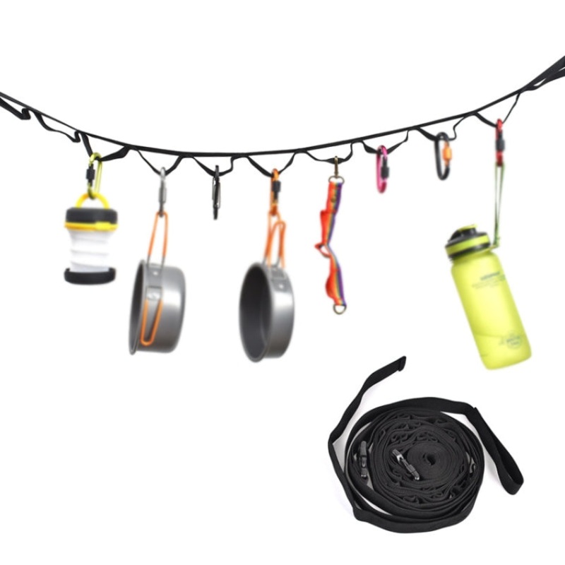 Outdoor Camping Tents Storage Clothesline Wild Camp Straps Lanyard, Length: 4.3m (Black)