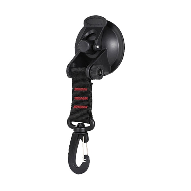 Portable Suction Cup Hook Round Carabiner for Travel and Home Use (Red)