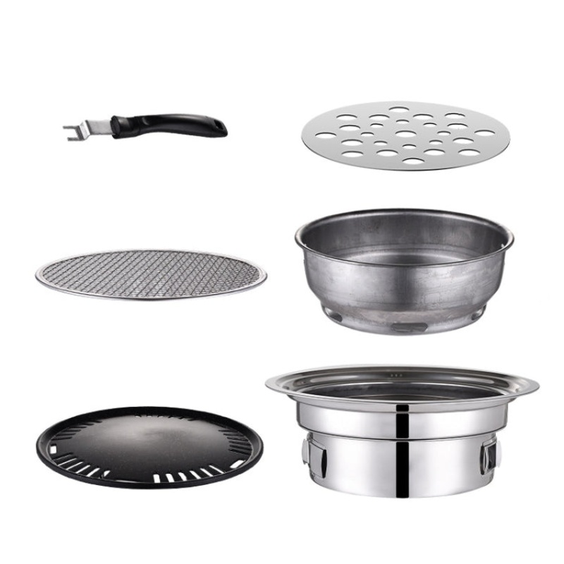 Stainless Steel Charcoal Barbecue Stove Outdoor Camping Portable (Size: 35cm)