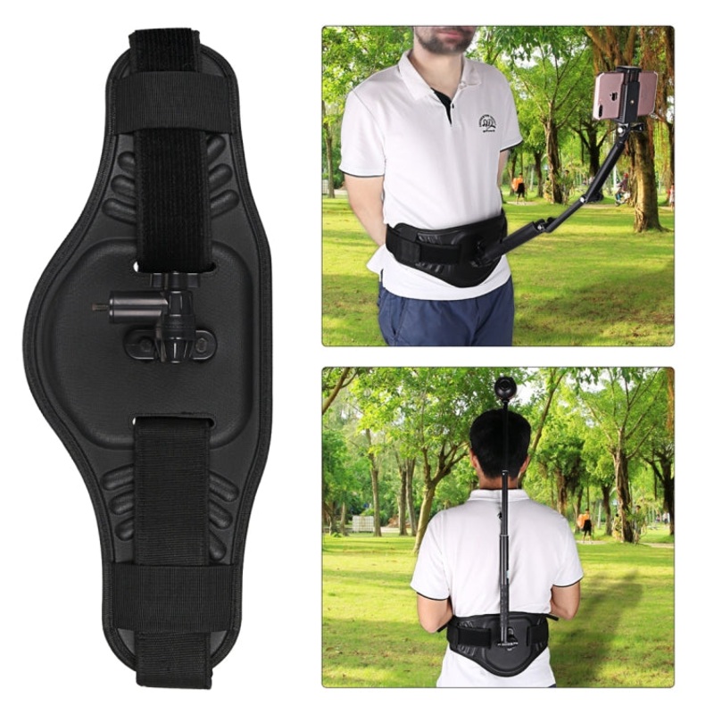 Waist Belt Mount Strap with Adapter & Screw for GoPro, Insta360, DJI and Other Action Cameras (Black)
