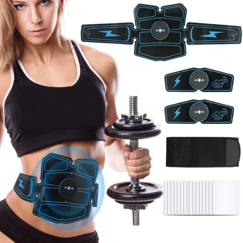 1082 EMS Muscle Training Abdominal Muscle Stimulator Home Fitness Belt(8 Pieces Blue Line Belt)