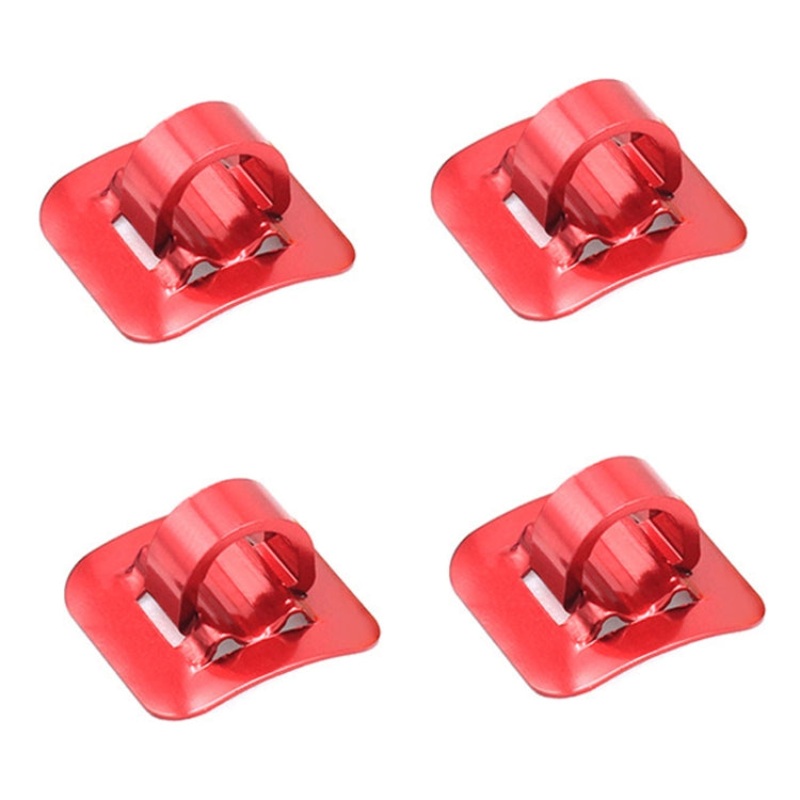 4 PCS Mountain Road Bicycle Hose Line Guide Adhesive Wire Seat Frame Cable Fixing C Buckle, Style: Aluminum Alloy Buckle(Red)