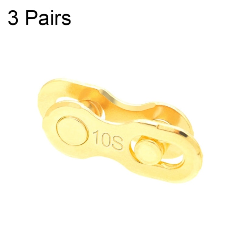 3 Pairs 10 Speed (Gold) ZH405 Mountain Road Bicycle Chain Magic Buckle Chain Quick Release Buckle