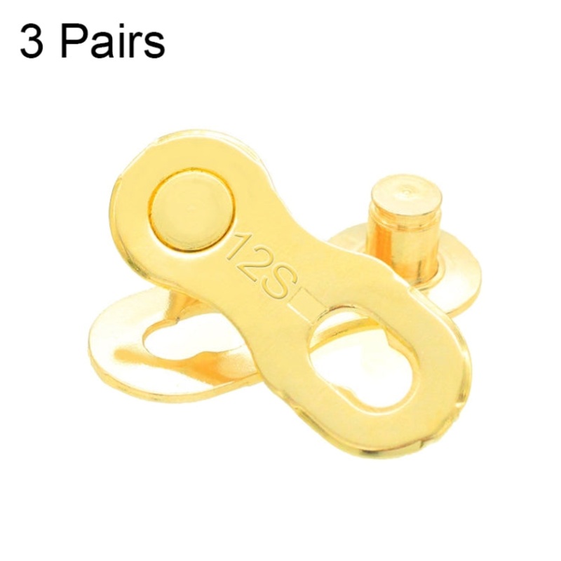 3 Pairs 12 Speed (Gold) ZH405 Mountain Road Bicycle Chain Magic Buckle Chain Quick Release Buckle