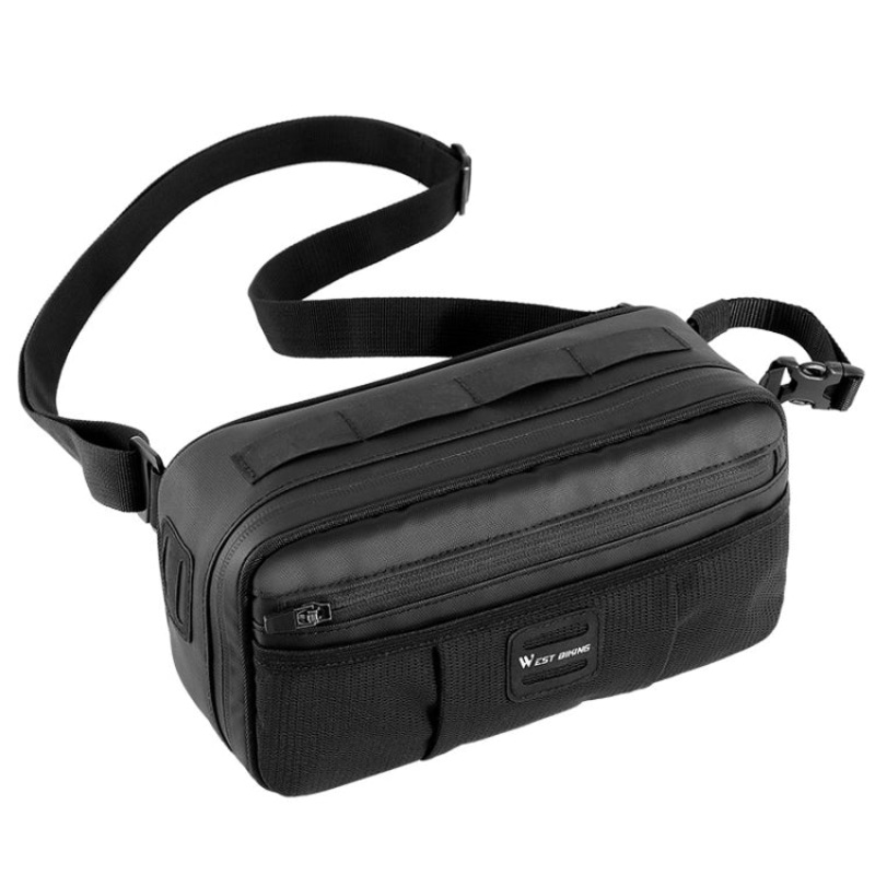 Bicycle Front Beam/Saddle Tail Bag Riding Diagonal Belt Bag (Black)