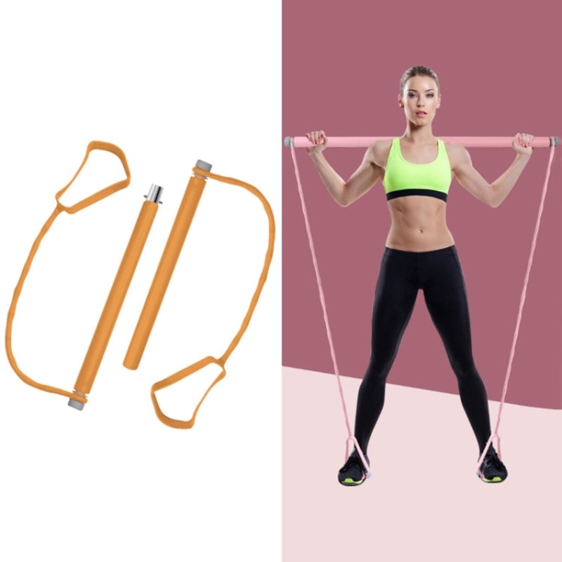 Home Pilates Bar Fitness Sports Elastic Rope Multifunctional Yoga Equipment (*Orange)