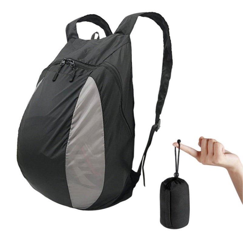 Motorcycle Riding Helmet Bag Foldable Outdoor Sports Backpack (Black)