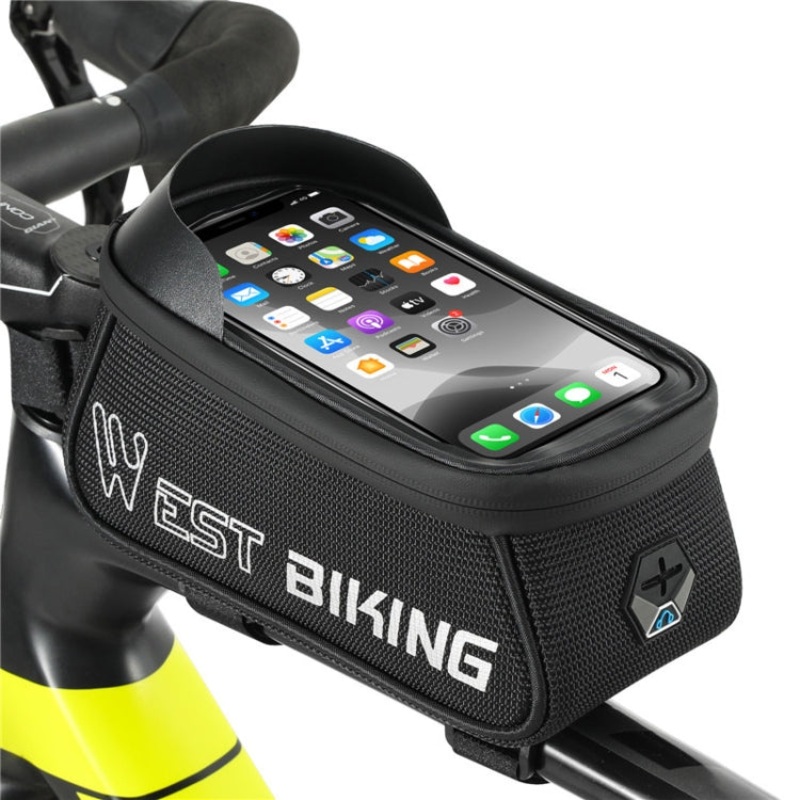 Reflective Mobile Phone Touch Screen Front Bag for Mountain Bike (Black)