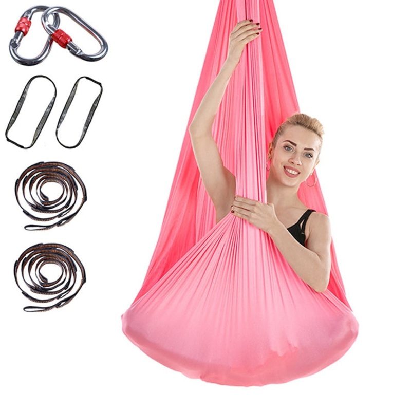 Indoor Anti-gravity Yoga Aerial Hammock with Buckle 400x280cm (Pink)