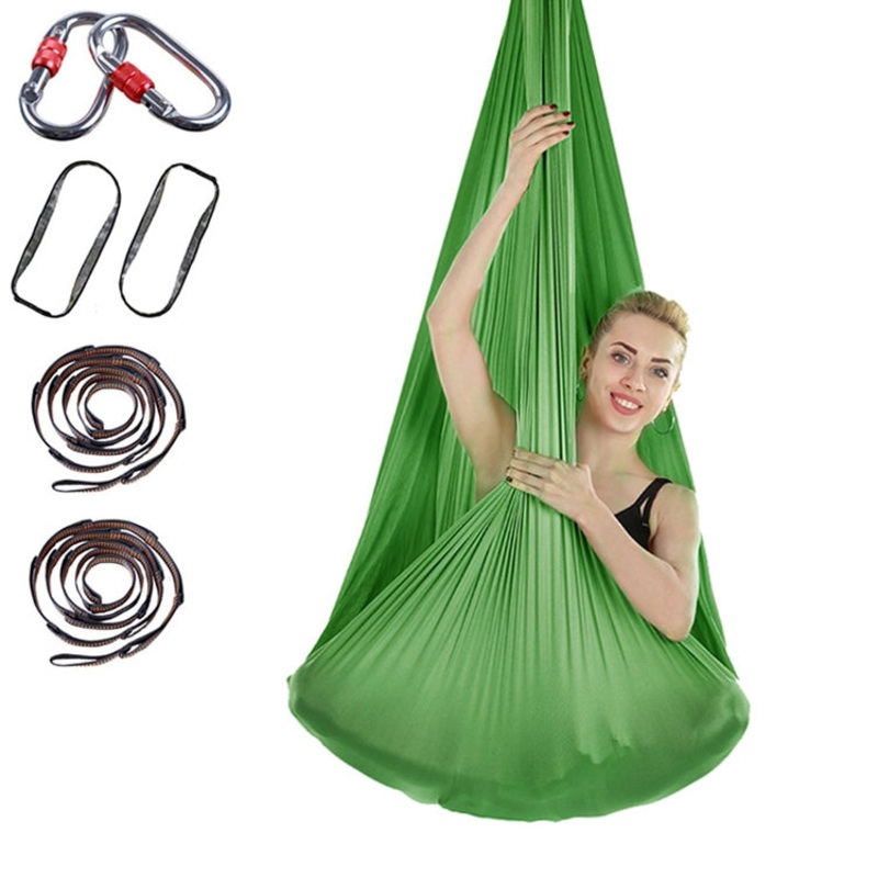 Indoor Anti-Gravity Yoga Knot-Free Aerial Hammock with Buckle/Extension Strap, Size: 400x280cm (Green)