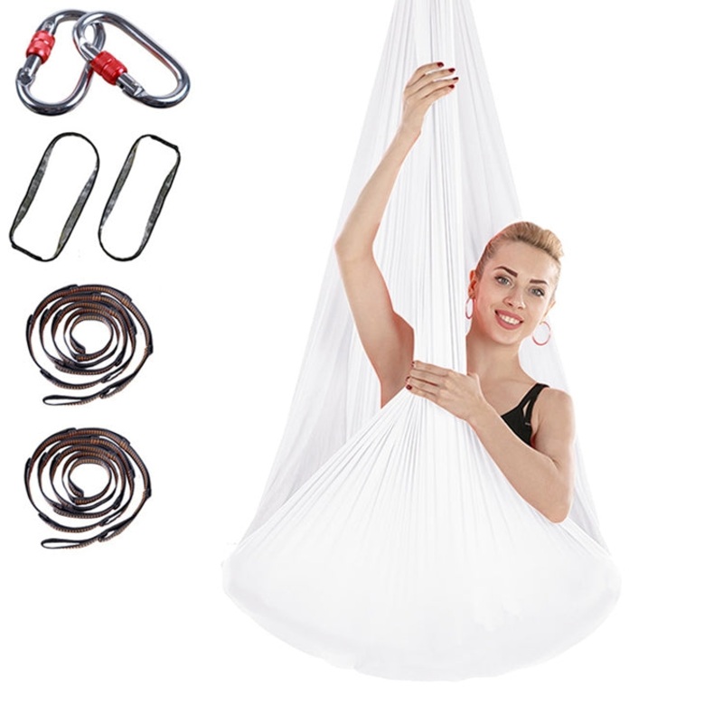 Indoor Anti-gravity Yoga Knot-free Aerial Yoga Hammock with Buckle / Extension Strap (White, 400x280cm)