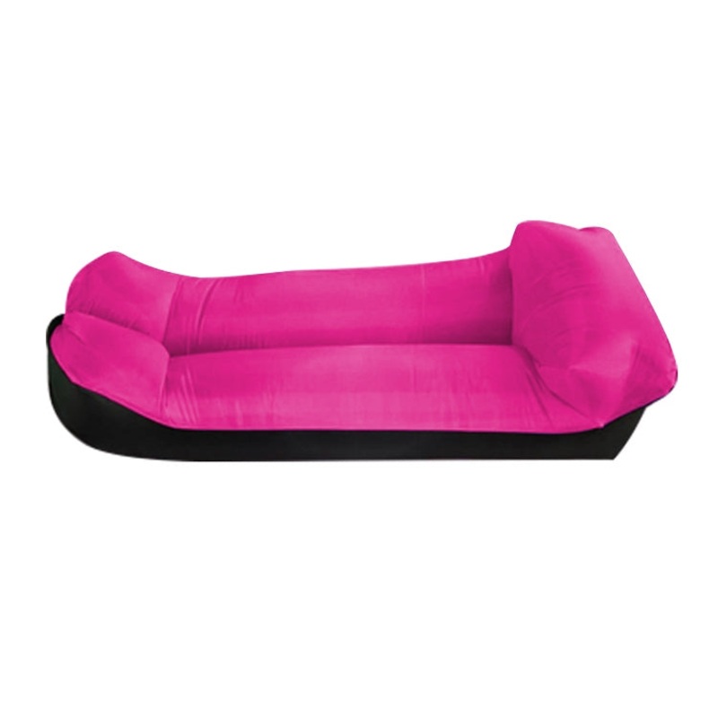 Inflatable Sofa Bed for Camping Fishing Beach Tear-Proof 94.5 x 21.7 Inches (Rose Red Black)