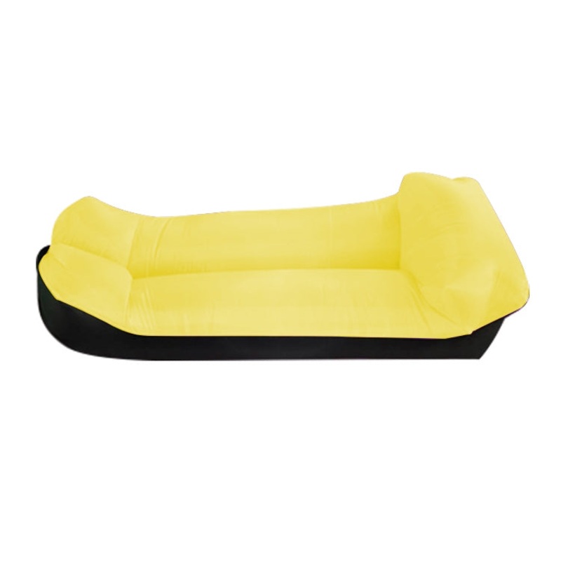 Inflatable Sofa Bed for Camping Fishing Beach Tear-Proof Color-Blocking Pillow Style (Yellow Black)