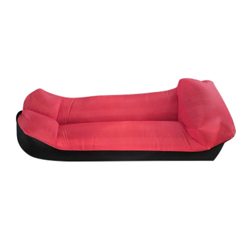 Inflatable Sofa Bed for Camping Fishing Beach Tear-Proof Pillow Style 94.5 x 21.7 inches (Red Black)