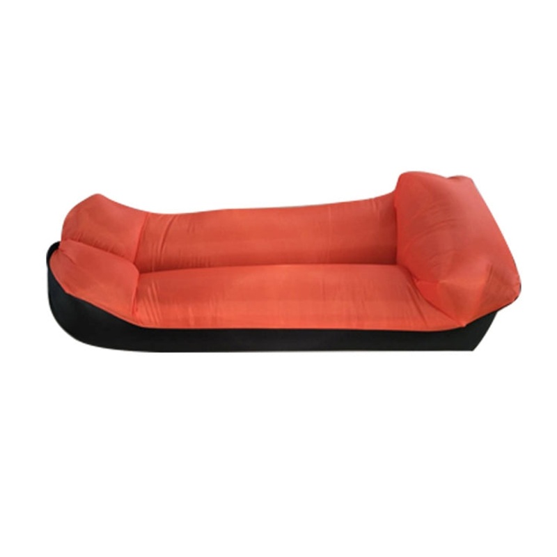 Inflatable Sofa Bed Tear-Proof Durable Camping Fishing Beach Pillow Style (Orange + Black)