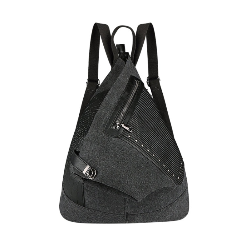 Irregular Canvas Backpack (Black)