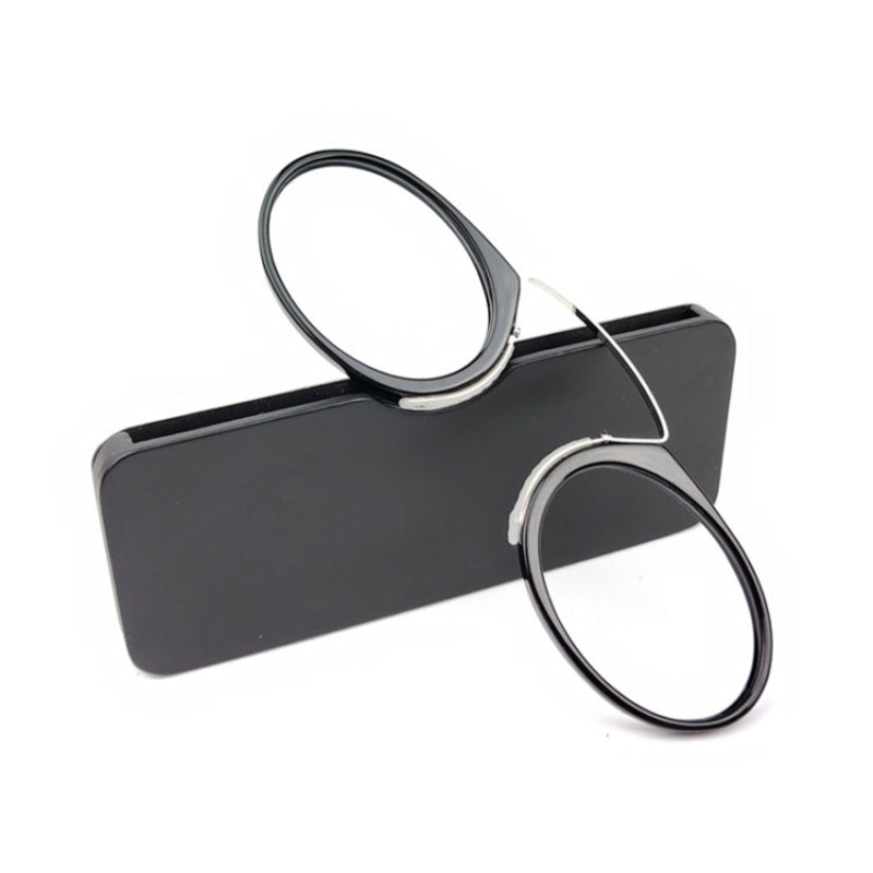 Mini Clip Nose Style Presbyopic Glasses without Temples, Positive Diopters:+1.00(Black)