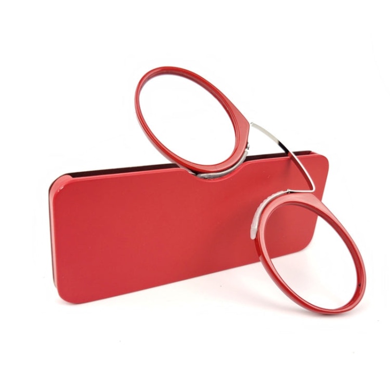 Mini Clip Nose Style Presbyopic Glasses without Temples, Positive Diopters:+1.00(Red)