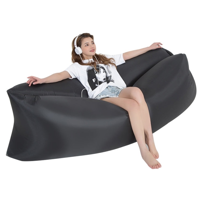 Portable Inflatable Sofa Bed for Camping Fishing and Beach Lazy Air Bed 78.7 x 27.6 inches (Black)