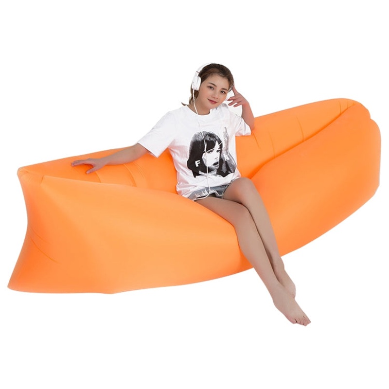 Portable Inflatable Sofa Bed for Camping Fishing and Beach Lazy Air Bed 78.7 x 27.6 inches (Orange)