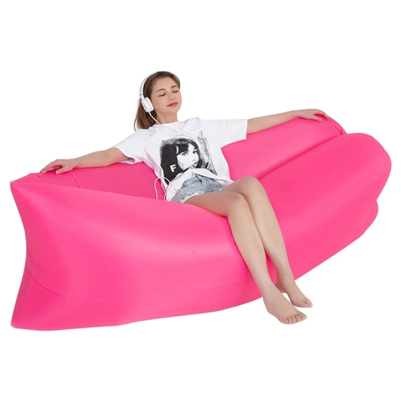 Portable Inflatable Sofa Bed for Camping Fishing and Beach Lazy Air Bed 78.7 x 27.6 inches (Rose Red)