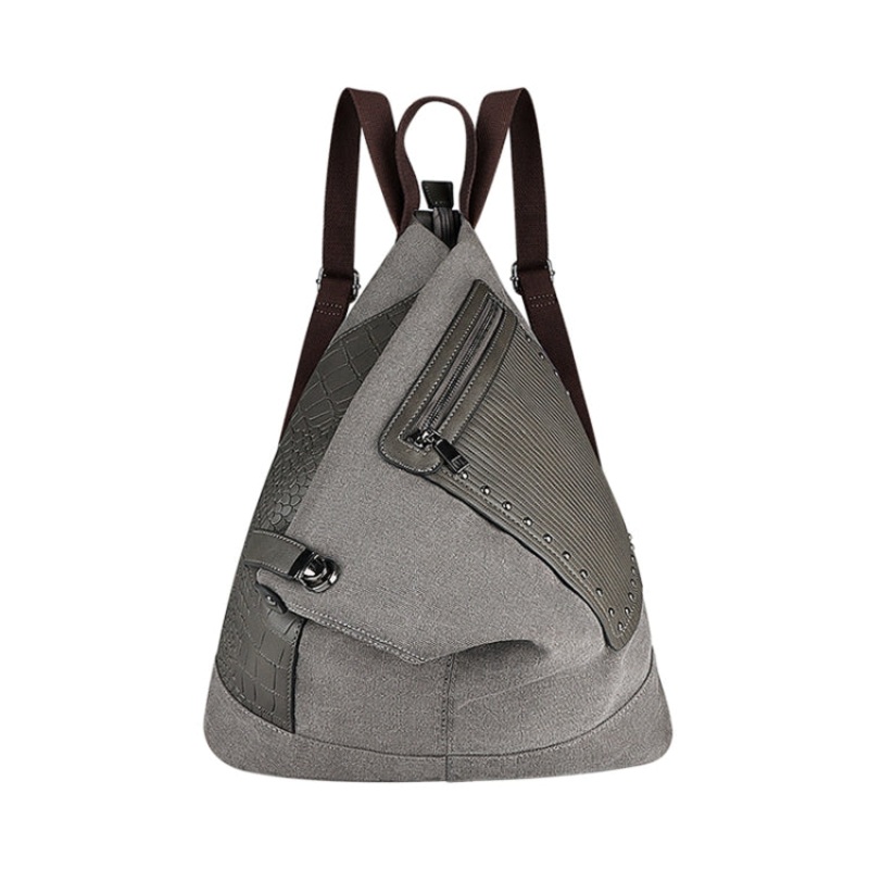 Stylish Irregular Canvas Backpack (Dark Grey)