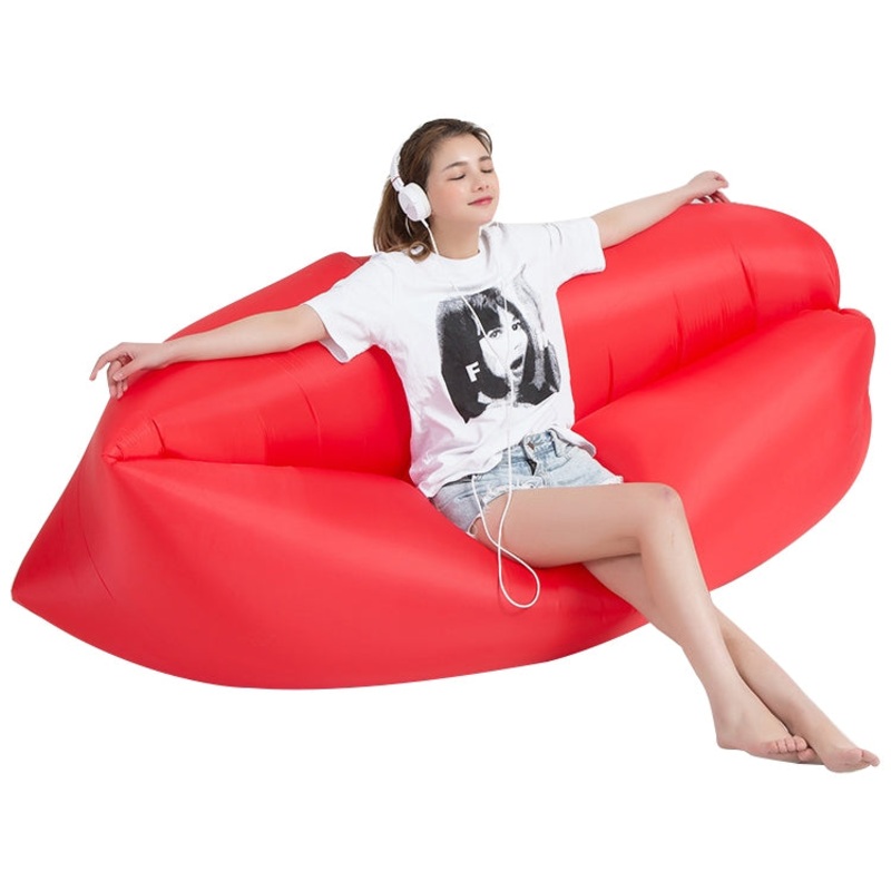 Portable Inflatable Sofa Bed for Camping Fishing and Beach Lazy Air Bed 78.7 x 27.6 inches (Red)