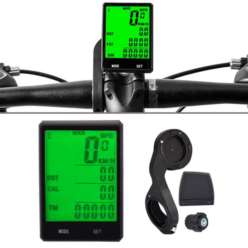 2.8 Inch Wireless Waterproof Cycle Computer LCD Odometer Speedometer with Extension Holder (Black)