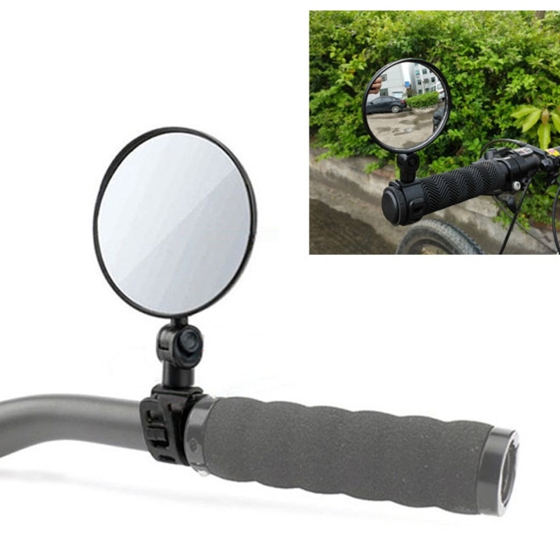 360 Rotate Adjustable Bicycle Rearview Handlebar Wide-angle Convex Mirror Cycling Rear View Mirror (black)