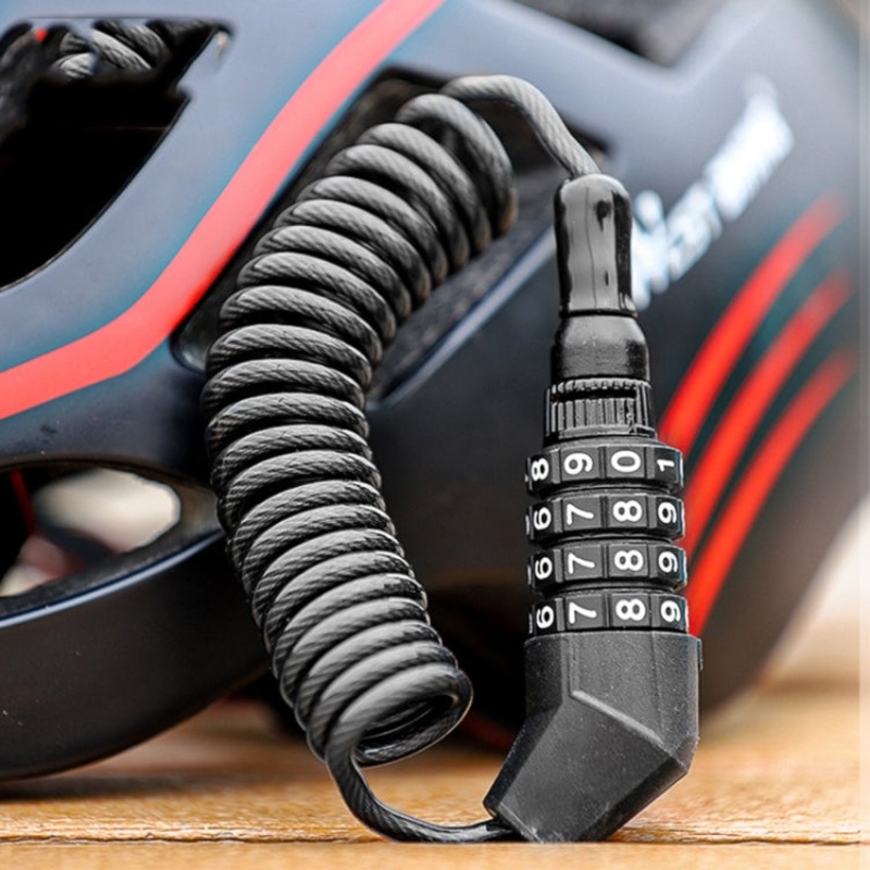 Bicycle Helmet Motorcycle Anti-Theft Password Cable Lock (Black)