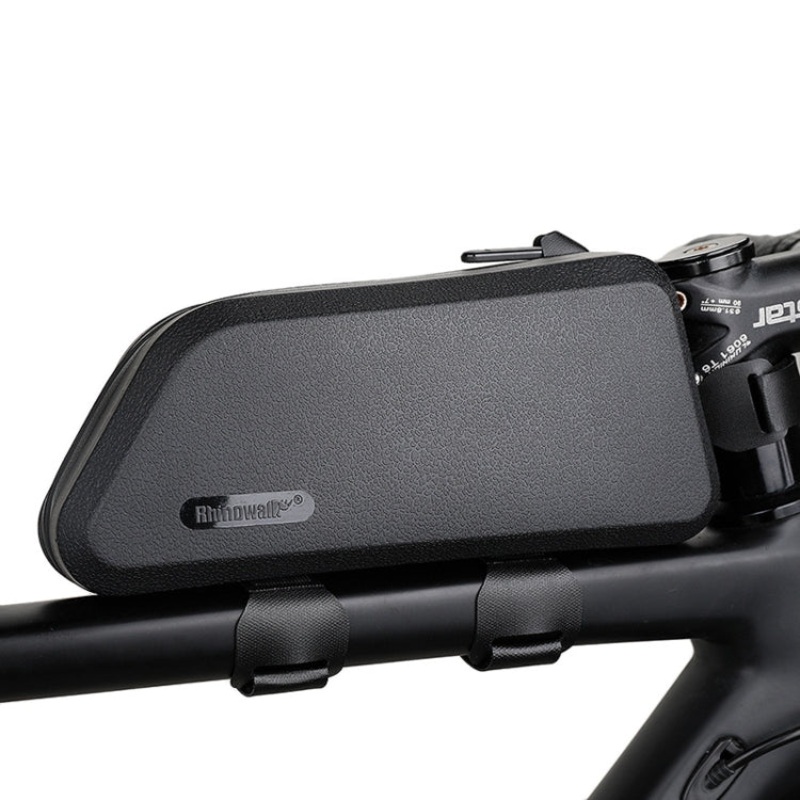 Waterproof Bicycle Top Tube Bag Mountain Bike Hard Shell Front Beam Bag - Black (One Size)