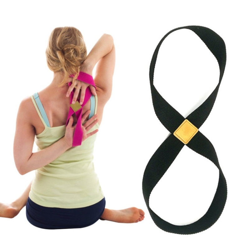 Yoga Stretch Belt Cotton Thick Mobius Strip Black (2 PCS)
