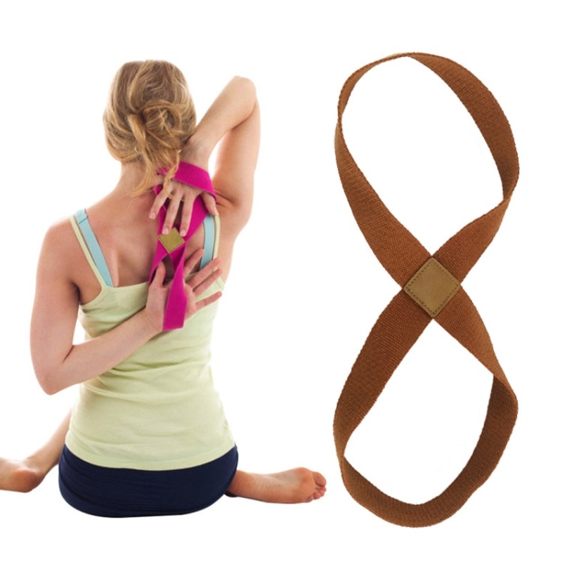 Yoga Stretch Belt Cotton Thick Mobius Strip Brown (2 PCS)