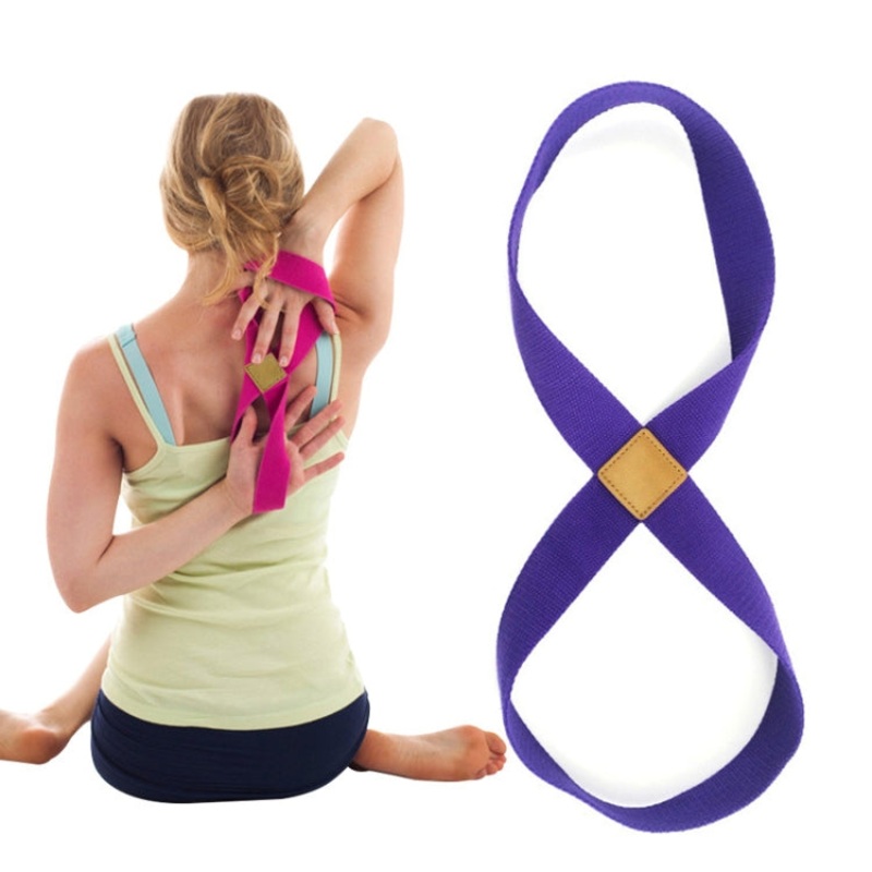 Yoga Stretch Belt Cotton Thick Mobius Strip Deep Purple (2 pcs)
