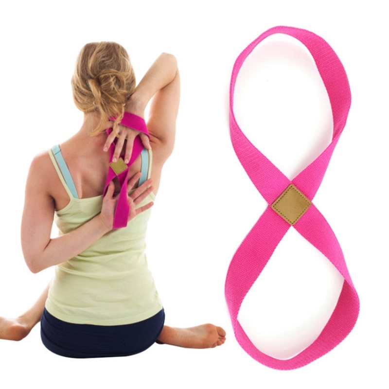 Yoga Stretch Belt Cotton Thick Mobius Strip Rose Red (2 Pcs)