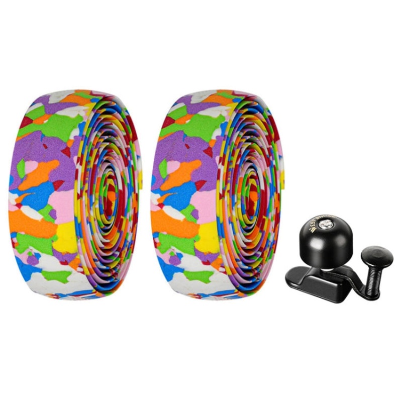 Bicycle Bells With Supernouncing EVA Back Rubber Band Bell Combination Set (Colored Tape + Black Bell)