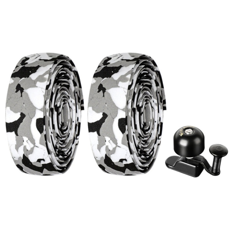 Bicycle Bells With Supernouncing EVA Back Rubber Band Bell Combination Set (White Black Gray Tape + Black)