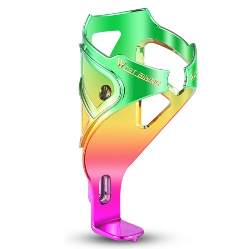 Bicycle Gradient Water Bottle Holder Colorful Cup Bracket (Purple Golden Green Gradient)