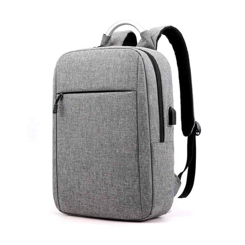 Business Computer Backpack Travel Wear-Resistant Leisure Bag with External USB Port (Gray) - 14 Inch