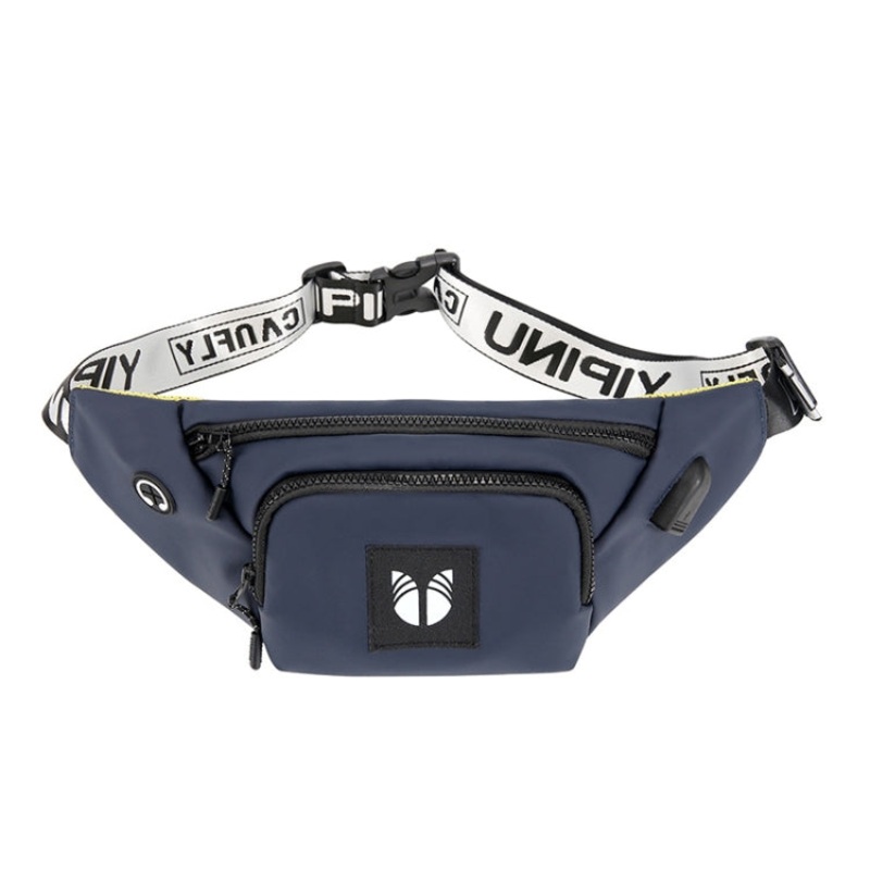 Fashion Chest Bag Messenger Bag Waist Bag Waterproof Sports Mobile Phone Bag with External USB Port (Blue)